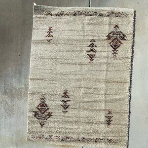1960's KARL EYBL Cream Brown Wool UNUSED Mid Century Modern Danish Rya Rug